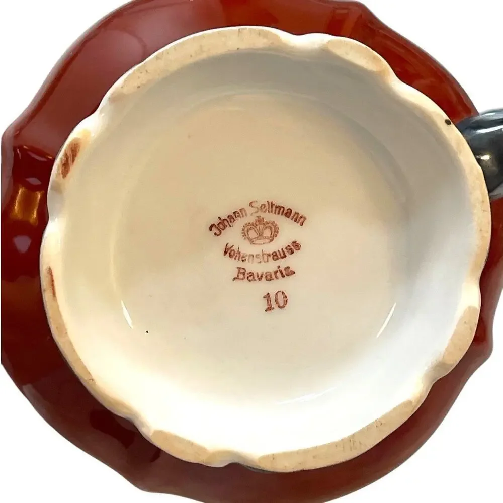 Johann Seltmann Bavaria Red Creamer & Sugar Bowl Set Vohenstrauß Germany